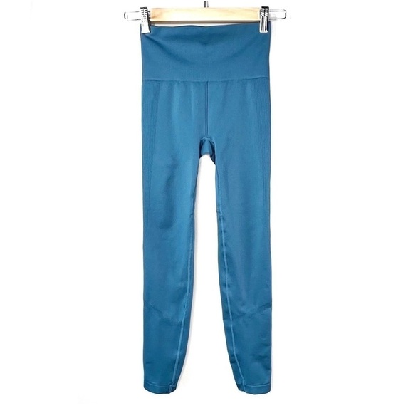 The North Face Teknitcal Tights Leggings Size Small Blue Ribbed FlashDry EUC - Picture 1 of 6